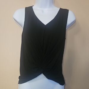 Aqua Women's Size S Basic Black Twist Front Tank Top